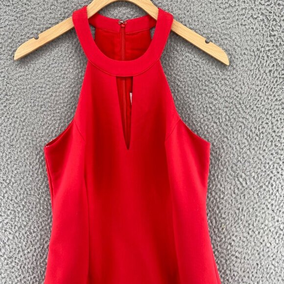 JOA Dress Womens Small Red Sheath Halter Cut Out Knee Length Side Slit Office* - Picture 2 of 10